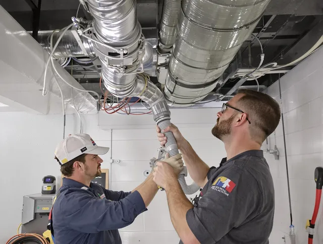 Norfolk Air Duct Cleaning technician performing thorough AC duct cleaning in Norfolk