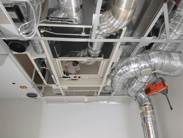 Norfolk Air Duct Cleaning technician performing detailed central duct system cleaning in Norfolk