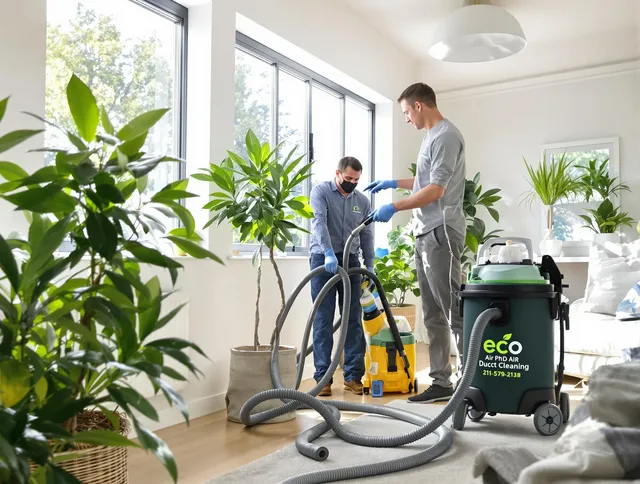 Norfolk Air Duct Cleaning technician performing eco-friendly duct cleaning using sustainable methods in Norfolk