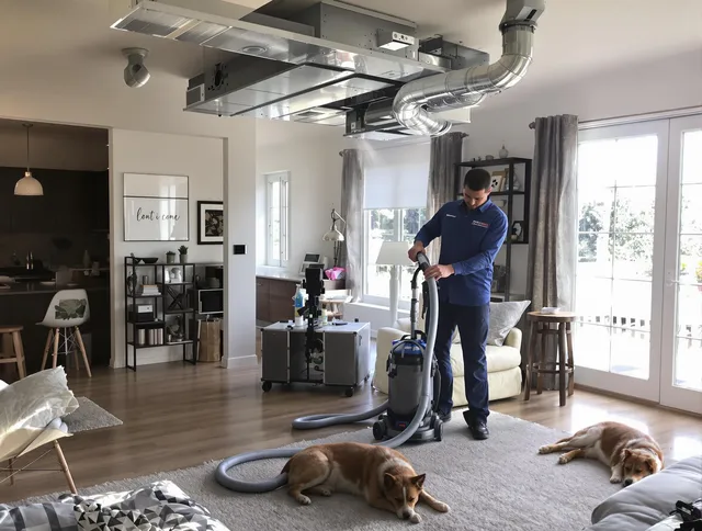 Norfolk Air Duct Cleaning technician performing detailed indoor duct cleaning for improved air quality in Norfolk